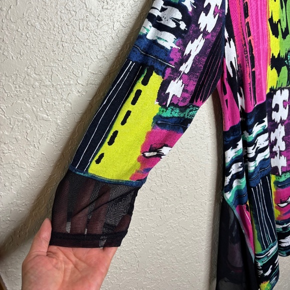 Lynn Ritchie Silver Multi-Color Contemporary Abstract Tunic Top Women's Size L - Picture 6 of 14